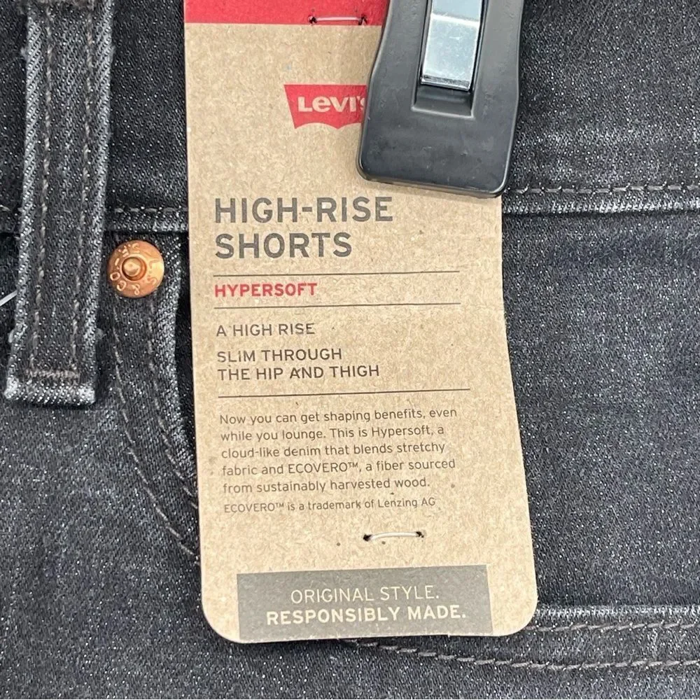 Levi’s Hypersoft High Rise Women’s Black Denim Cutoff Shorts Size 14